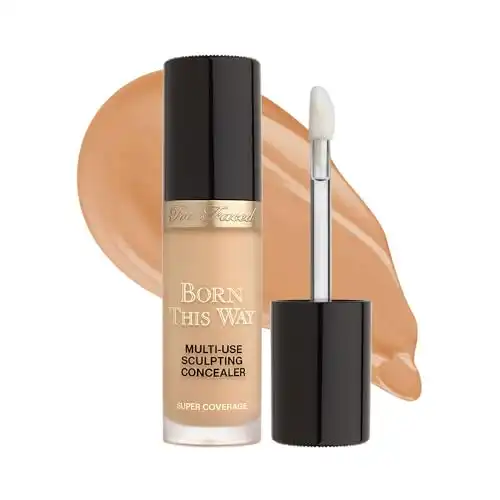 Too Faced Born This Way Super Coverage Multi-Use Concealer Full Size | Oil Free, Long Lasting + Hydrating, 0.46 fl. oz., Warm Beige
