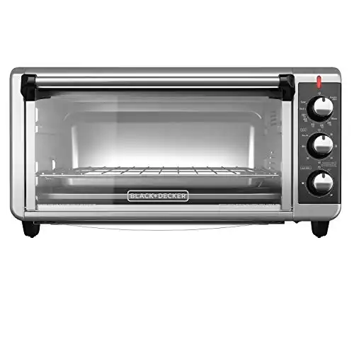 BLACK+DECKER 8-Slice Extra Wide Convection Toaster Oven, Fits 9"x13" Oven Pans and 12" Pizza, Bake, Toast, Broil, and Keep Warm Functions, Countertop Compact Design with Stainless Steel...