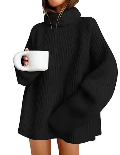 ZESICA Women's 2024 Winter Sweaters Oversized Turtleneck Long Sleeve Chunky Knitted Pullover Sweater Jumper Tops